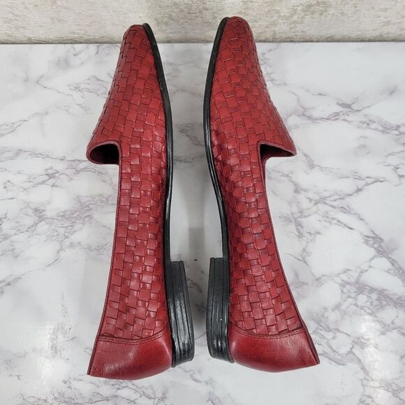 Cabin Creek Carly Ox Blood Women's Red Leather Woven Loafers Size 11M - Picture 6 of 12